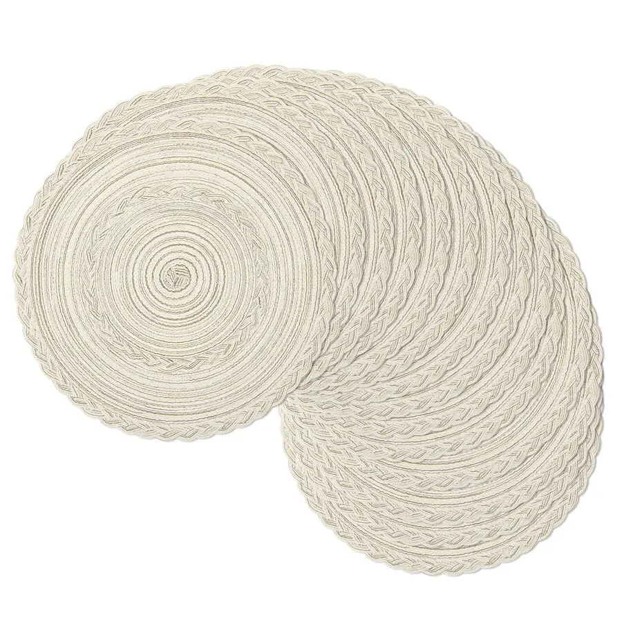 Набор из 12 круглых плетеных подставок под тарелки диаметром 15 дюймов для обеденного стола, в стиле бохо, моющиеся, цвет слоновой кости.
Набор из 12 круглых плетеных подставок под тарелки диаметром 15 дюймов для обеденного стола, в стиле бохо, моющиеся, цвет слоновой кости.