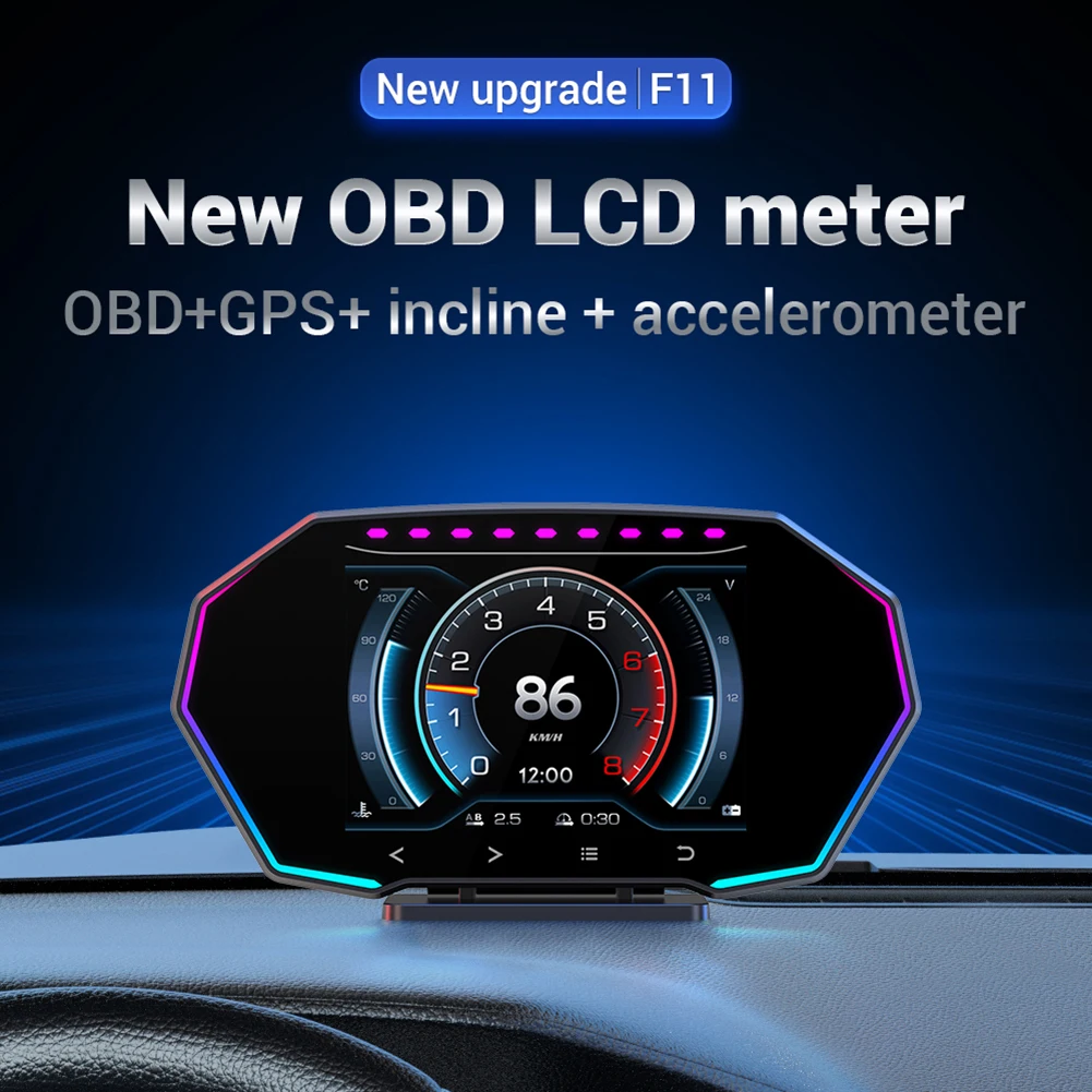 Car LCD Multi-function Dashboard F11 OBD+GPS Dual System Hud EOBD Projector Alarm Fuel Consumption/Temp/Turbo/RPM/ Inclinometro
Car LCD Multi-function Dashboard F11 OBD+GPS Dual System Hud EOBD Projector Alarm Fuel Consumption/Temp/Turbo/RPM/ Inclinometro