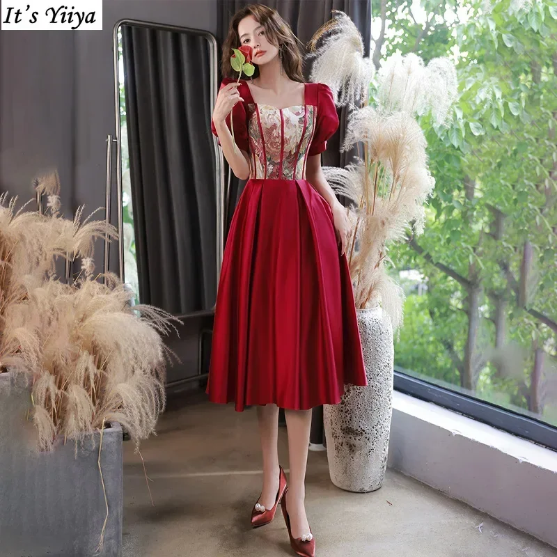 It's yiiya Customized Evening Dresses Burgundy Square Collar Short Sleeves Tea-Length A-Line Plus size Women Party Formal Gowns
It's yiiya Customized Evening Dresses Burgundy Square Collar Short Sleeves Tea-Length A-Line Plus size Women Party Formal Gowns