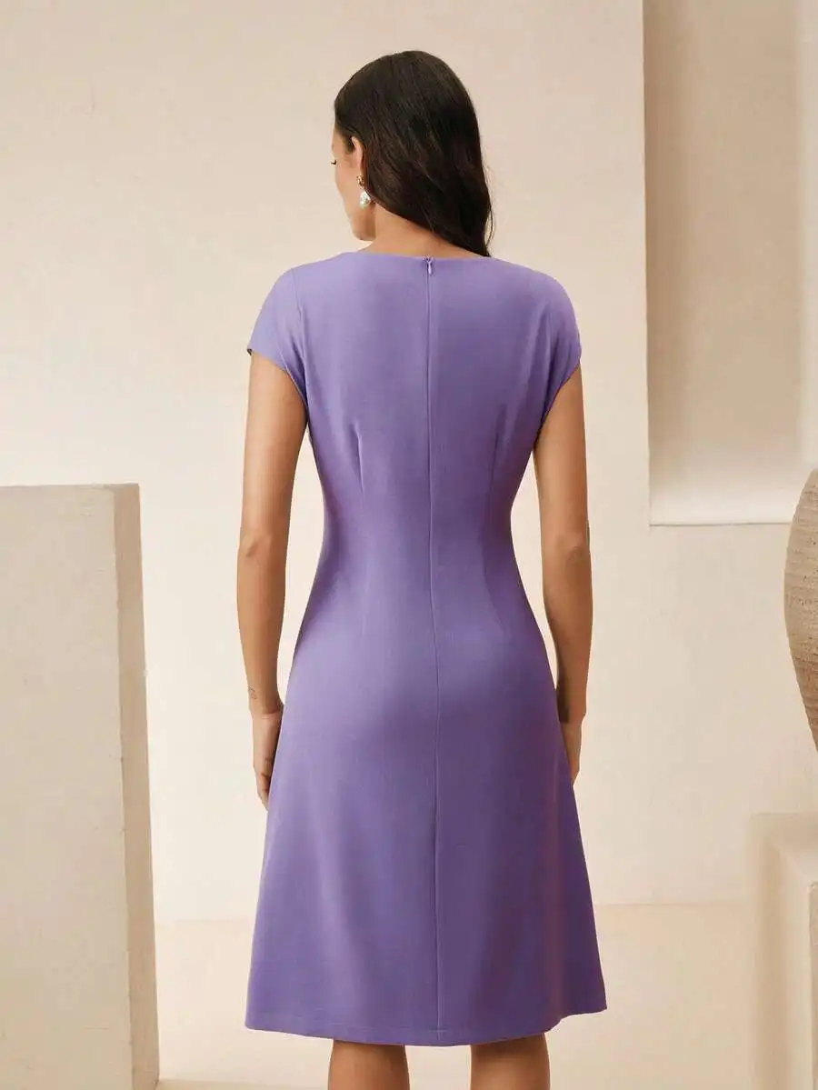 Womens Purple Solid Color Fitted Dress For Summer Autumn Casual Party Wear
Womens Purple Solid Color Fitted Dress For Summer Autumn Casual Party Wear