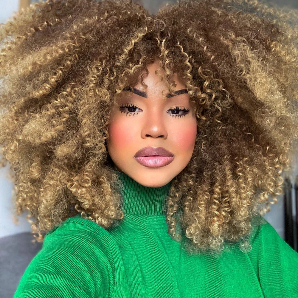 14-дюймовый вьющийся афро-парик с челкой для женщин, термостойкий черный короткий курчавый синтетический парик для ежедневного использования на вечеринке 
14-дюймовый вьющийся афро-парик с челкой для женщин, термостойкий черный короткий курчавый синтетический парик для ежедневного использования на вечеринке