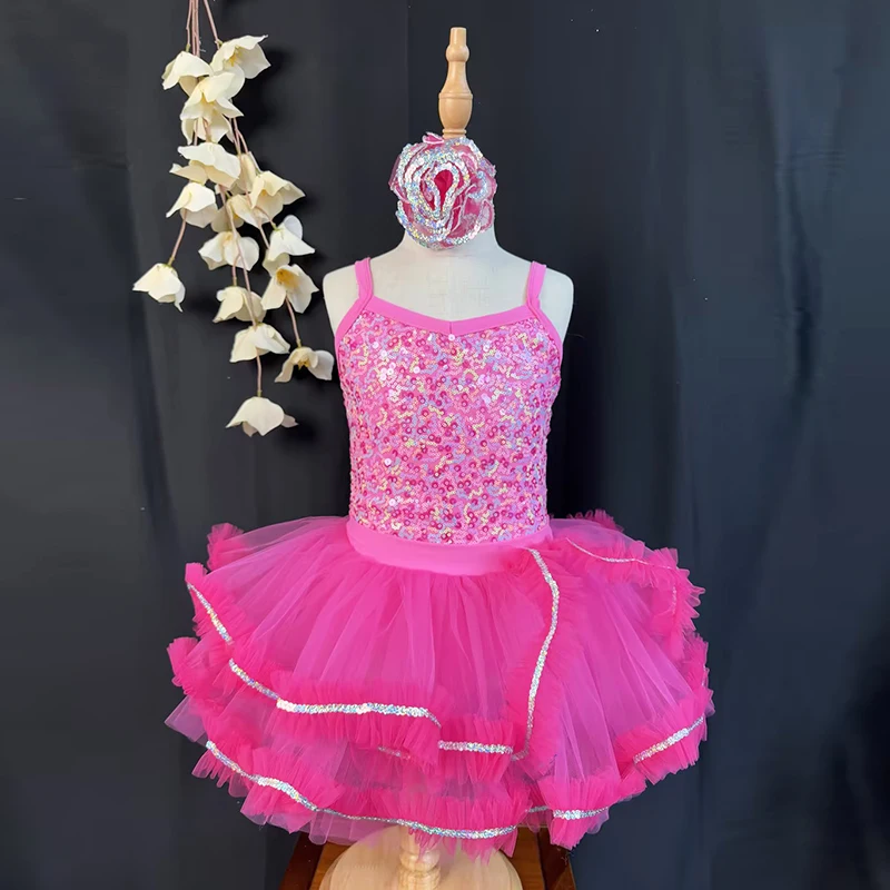Girls' Pink Sequin Ballet Dress with Layered Tulle Skirt Sparkle Straps for Dance Performance
Girls' Pink Sequin Ballet Dress with Layered Tulle Skirt Sparkle Straps for Dance Performance