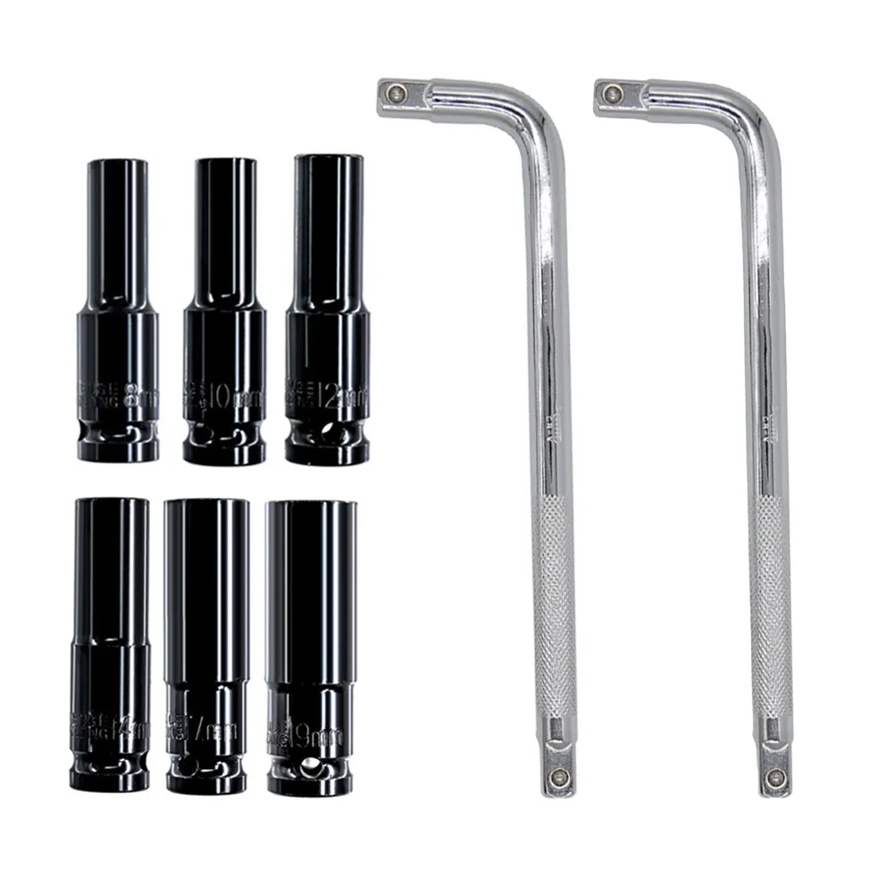 4pcs 1/2 Socket With L Shape Extension Double End Bent Bar 8-19mm Sleeve Hexagonal Pneumatic Tool Hand Tool
4pcs 1/2 Socket With L Shape Extension Double End Bent Bar 8-19mm Sleeve Hexagonal Pneumatic Tool Hand Tool