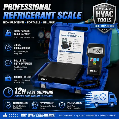 KG RCS-7040 Digital Refrigerant Scale 100KG/220LBS HVAC Charging Scale High Precision AC Freon Weight Scale KG LB OZ Measurement