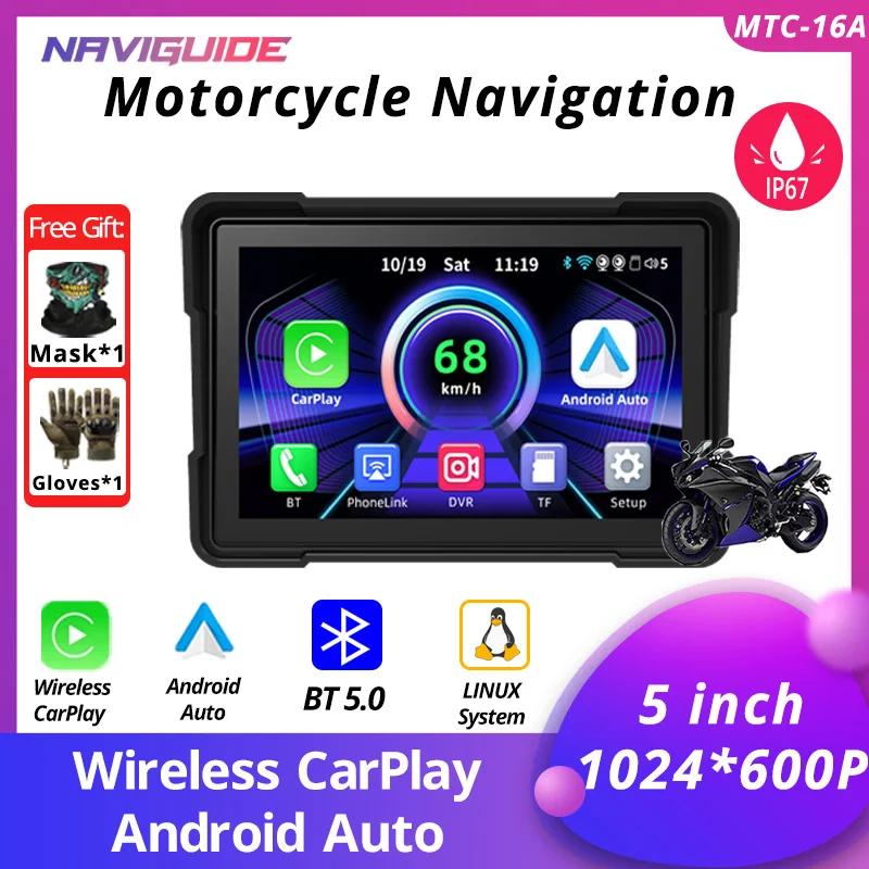 NAVIGUIDE 5 inch MTC-16A Carplay Display Screen Portable Motorcycle Android Auto 1024*600 BT WIFI MOTO Navigation Speed IP67
NAVIGUIDE 5 inch MTC-16A Carplay Display Screen Portable Motorcycle Android Auto 1024*600 BT WIFI MOTO Navigation Speed IP67