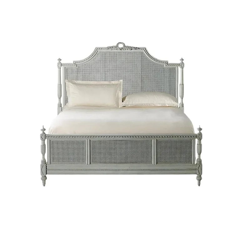 French solid wood rattan princess bed American master bedroom old vintage double bed Simple and high-end
French solid wood rattan princess bed American master bedroom old vintage double bed Simple and high-end