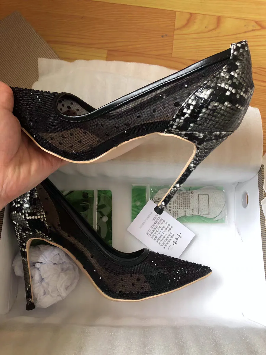 Crystal Mesh Back Snake Skin Stiletto High Heel Pumps Shoes for Women Pointy Toe Stiletto Heeled Slip On Formal Dress Shoes
Crystal Mesh Back Snake Skin Stiletto High Heel Pumps Shoes for Women Pointy Toe Stiletto Heeled Slip On Formal Dress Shoes