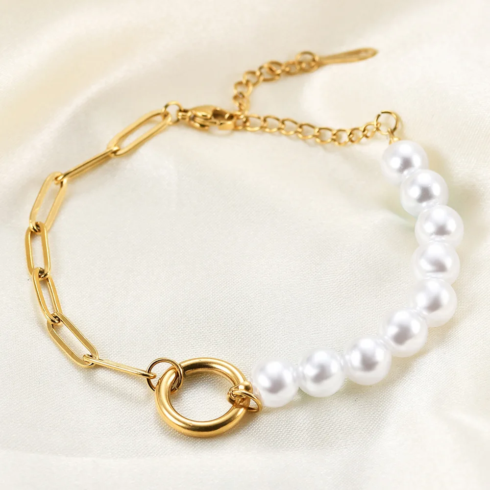 HNSP Stainless Steel Imitation Pearl Bracelet For Women Vintage Design Stitching Hand Chain Jewelry Accessories
HNSP Stainless Steel Imitation Pearl Bracelet For Women Vintage Design Stitching Hand Chain Jewelry Accessories
