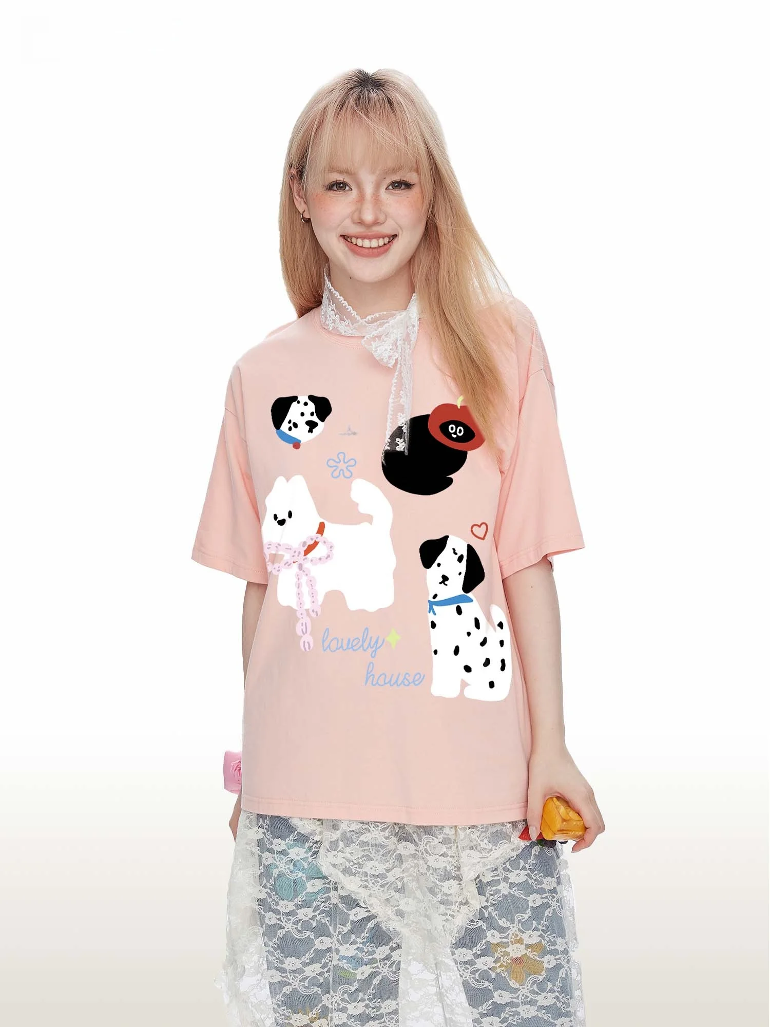 Dawn D Hand-Painted Dog Casual Pink Short-Sleeve Women's T-Shirt Loose Fit Pure Cotton Summer Top Trendy Brand round Neck
Dawn D Hand-Painted Dog Casual Pink Short-Sleeve Women's T-Shirt Loose Fit Pure Cotton Summer Top Trendy Brand round Neck