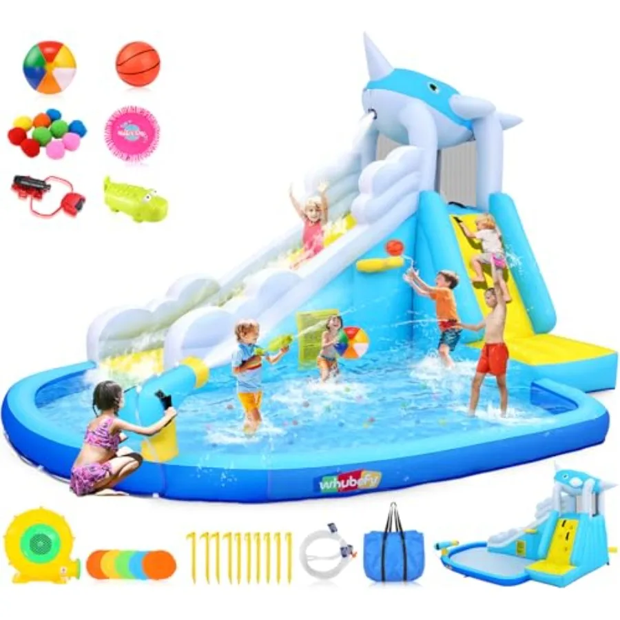 Inflatable Water Slide for Backyard 12x8.5 FT 12-in-1 Blow Up Waterpark with Whale Spout Long Slide Splash Pool Climbing Wall B
Inflatable Water Slide for Backyard 12x8.5 FT 12-in-1 Blow Up Waterpark with Whale Spout Long Slide Splash Pool Climbing Wall B