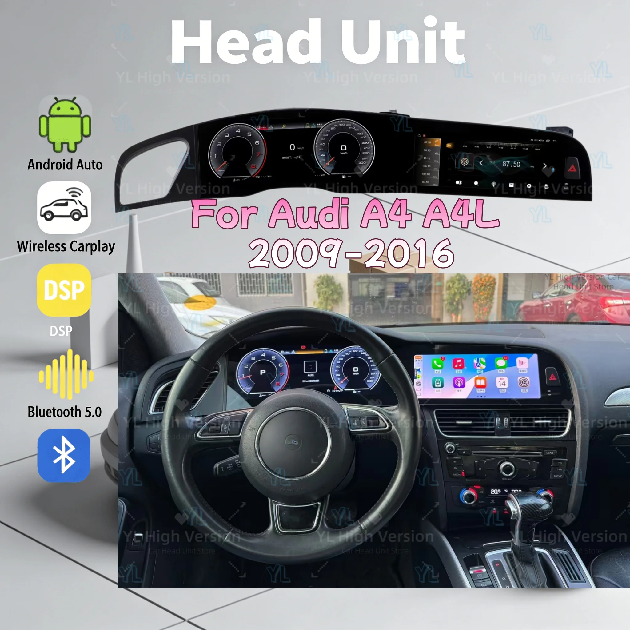 Мультимедийный проигрыватель для Audi A4 2009-2016 с GPS, Android Auto, CarPlay, цифровым дисплеем, DSP, LCD-экраном, 24.6-дюймовым двойным экраном
Мультимедийный проигрыватель для Audi A4 2009-2016 с GPS, Android Auto, CarPlay, цифровым дисплеем, DSP, LCD-экраном, 24.6-дюймовым двойным экраном