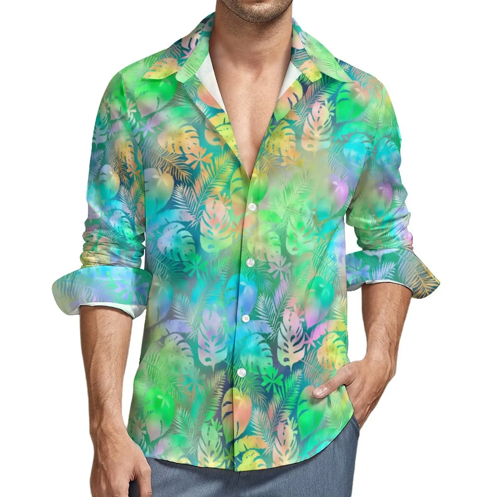 Tropical Shirt Colorful Palm Leaves Casual Shirts Long Sleeve Printed Funny Blouses Autumn Vintage Oversized Top
Tropical Shirt Colorful Palm Leaves Casual Shirts Long Sleeve Printed Funny Blouses Autumn Vintage Oversized Top