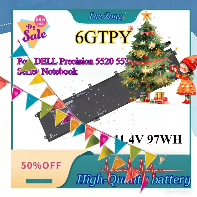 6GTPY New For DELL XPS 15 9570 9560 7590 Laptop Battery for DELL Precision 5520 5530 Series Notebook Battery 11.4V 97WH Battery
6GTPY New For DELL XPS 15 9570 9560 7590 Laptop Battery for DELL Precision 5520 5530 Series Notebook Battery 11.4V 97WH Battery