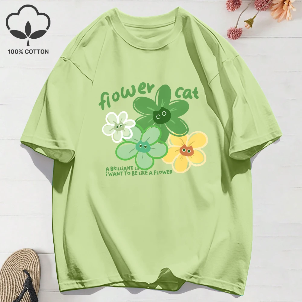Women T-Shirt Cotton Summer Green Flower Cat Art Letter Printed T Shirt O-Neck Comfortable Loose Tops Holiday Womans Clothes
Women T-Shirt Cotton Summer Green Flower Cat Art Letter Printed T Shirt O-Neck Comfortable Loose Tops Holiday Womans Clothes