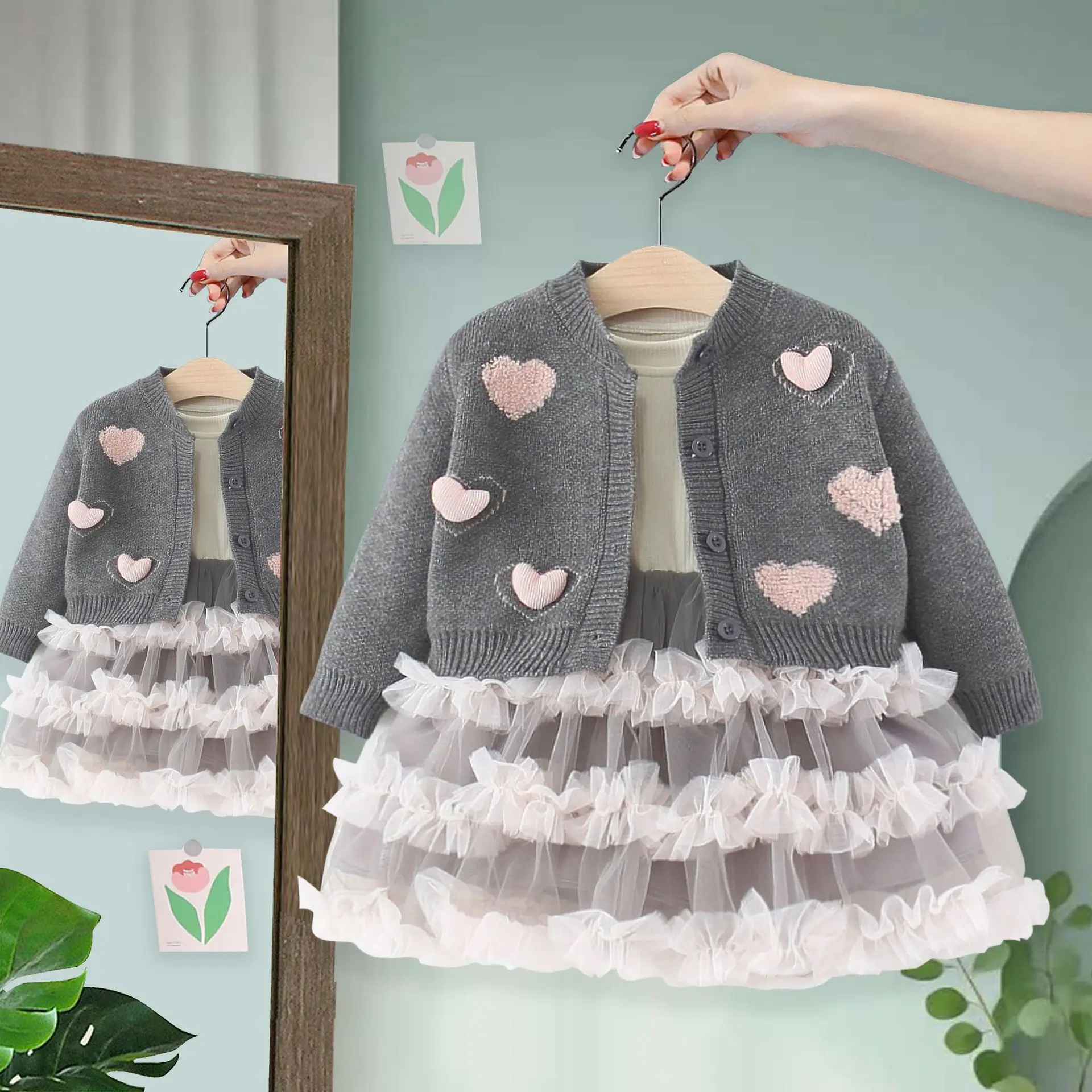 Spring fall Baby Girls' Clothes Outfits Sets Knitted Cardigan Sweater+Tutu Dresses Dress for infant Girls' cloth Baby 1st sets 
Spring fall Baby Girls' Clothes Outfits Sets Knitted Cardigan Sweater+Tutu Dresses Dress for infant Girls' cloth Baby 1st sets