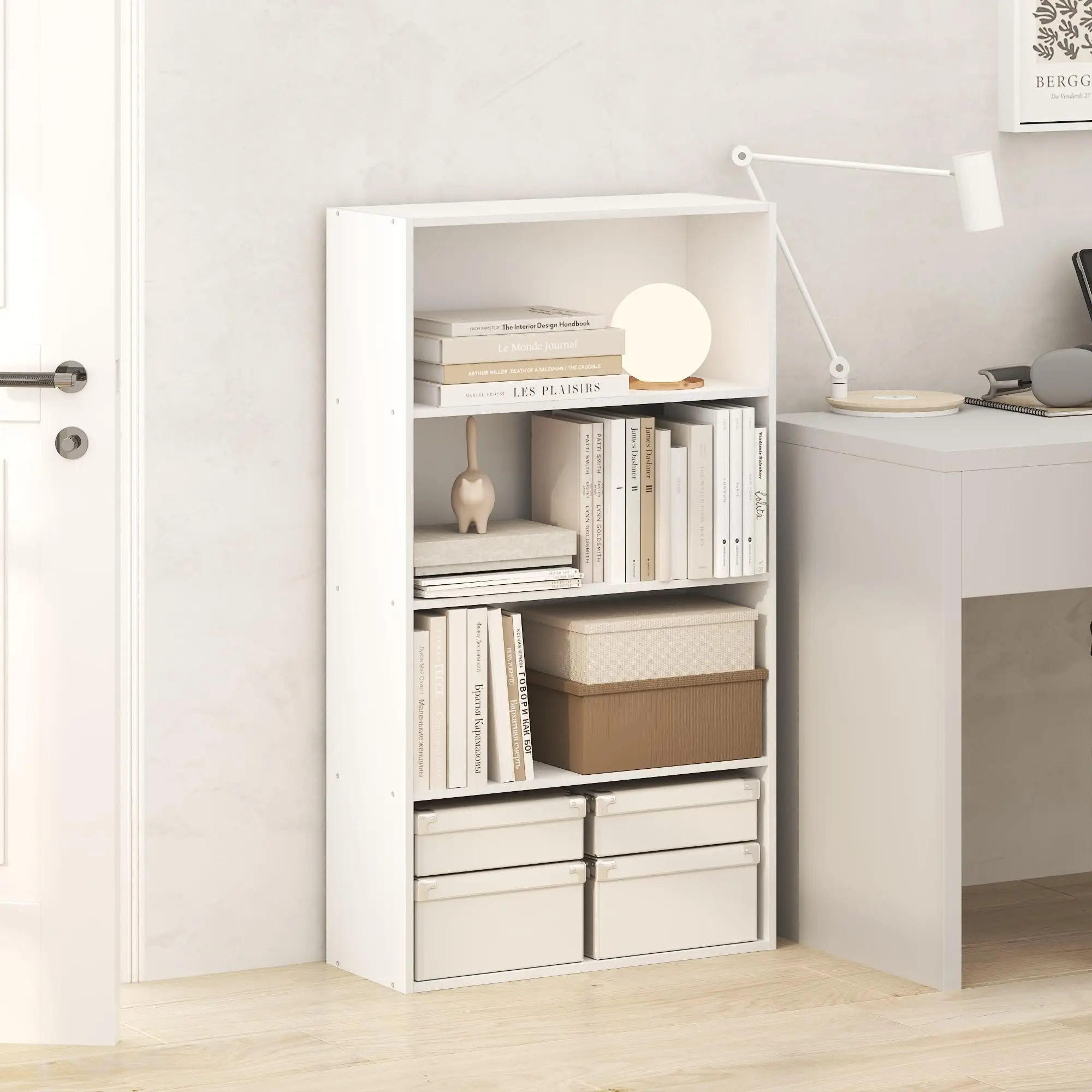 4-Tier Open Shelf Bookcase White For Home Office Living Room Storage
4-Tier Open Shelf Bookcase White For Home Office Living Room Storage