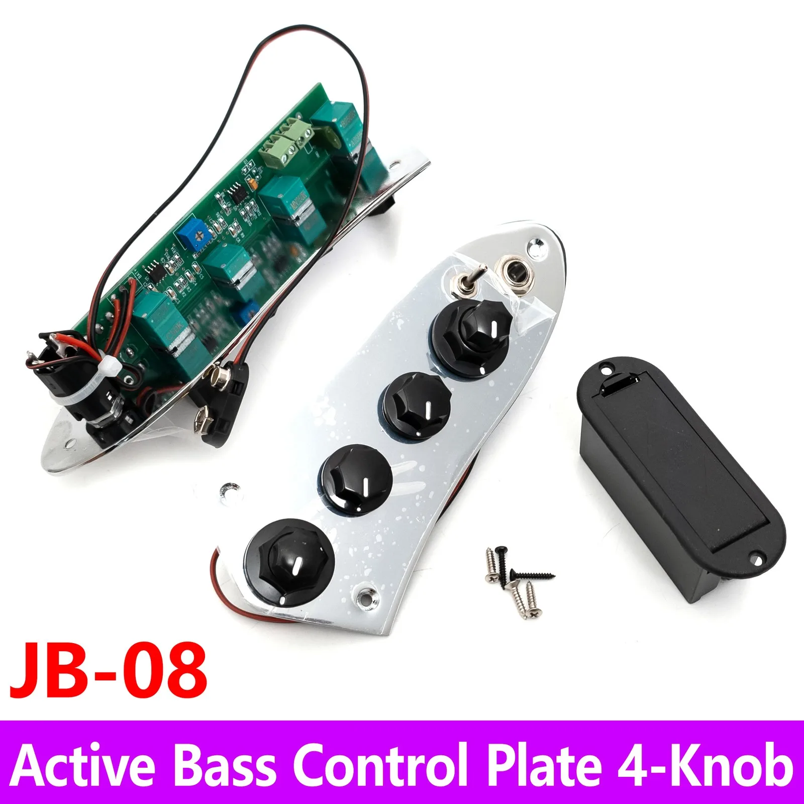 4 Knob Active Bass Control Plate Prewired EQ with Passive Switch, Black Electronics Upgrade Kit for JB Style Bass Guitar
4 Knob Active Bass Control Plate Prewired EQ with Passive Switch, Black Electronics Upgrade Kit for JB Style Bass Guitar