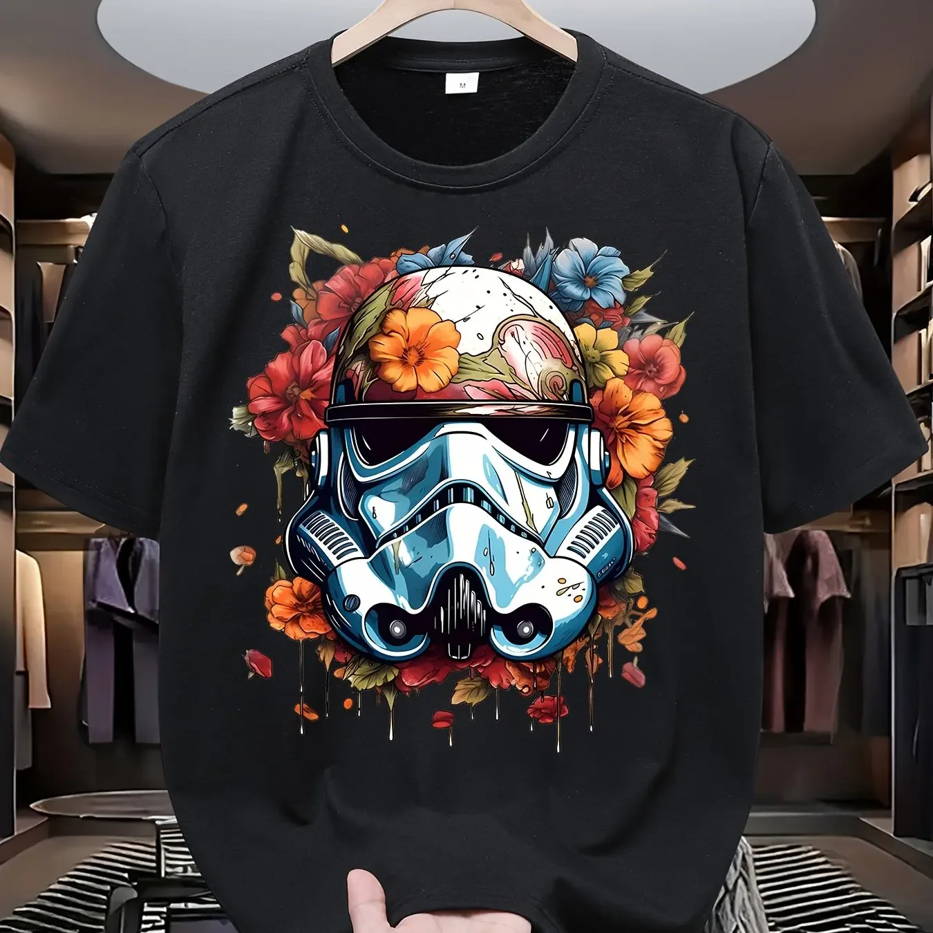 STAR WARS Helmet Floral rebels T-Shirt for men - White Base with Red/Pink/Orange/Yellow/Purple Floral Graphic Summer Shirt
STAR WARS Helmet Floral rebels T-Shirt for men - White Base with Red/Pink/Orange/Yellow/Purple Floral Graphic Summer Shirt