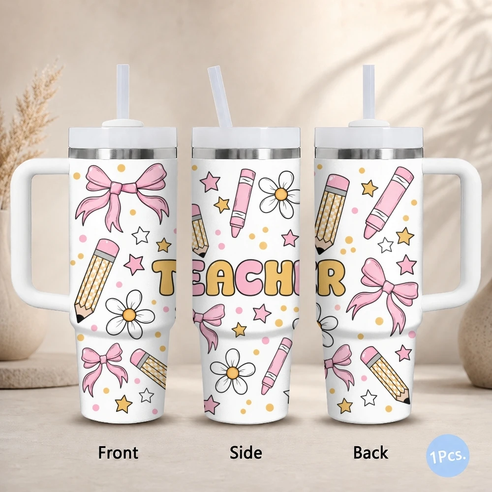 Teacher Coquette Art Design Vacuum Flasks 40oz Thermal Stainless Steel Tumbler with Handle Straw Leakproof Mug
Teacher Coquette Art Design Vacuum Flasks 40oz Thermal Stainless Steel Tumbler with Handle Straw Leakproof Mug