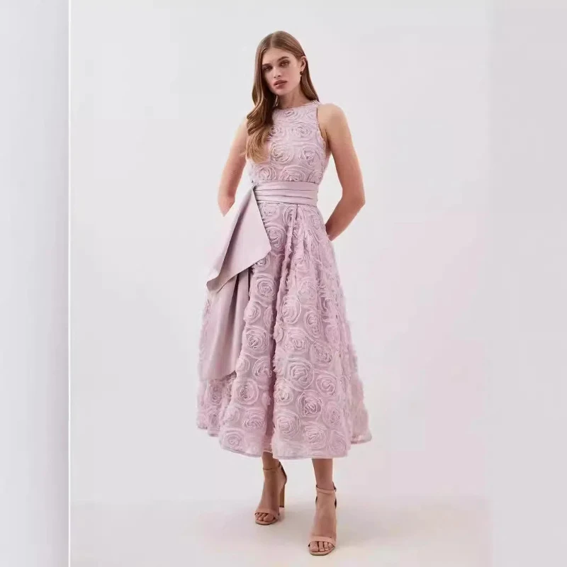 Vintage Heavy Industry Elegant Summer New Round Neck Sleeveless Three-Dimensional Flower Solid Color Dress Women
Vintage Heavy Industry Elegant Summer New Round Neck Sleeveless Three-Dimensional Flower Solid Color Dress Women