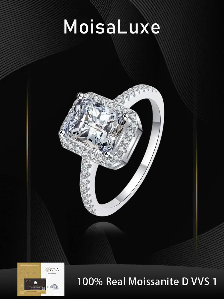 MoisaLuxe Official Store Moissanite Plata Emerald/Radiant Cut Moissanite Ring 925 Sterling Silver Rings for Women Fine Jewelry
MoisaLuxe Official Store Moissanite Plata Emerald/Radiant Cut Moissanite Ring 925 Sterling Silver Rings for Women Fine Jewelry