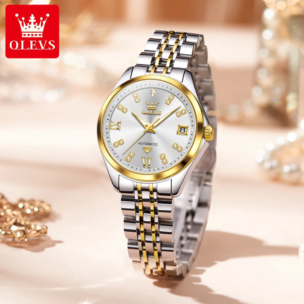 OLEVS 9801 Women Original Mechanical Watch Waterproof Dual Calendar Luxury Watch For Women Diamond Scale Stainless Steel
OLEVS 9801 Women Original Mechanical Watch Waterproof Dual Calendar Luxury Watch For Women Diamond Scale Stainless Steel