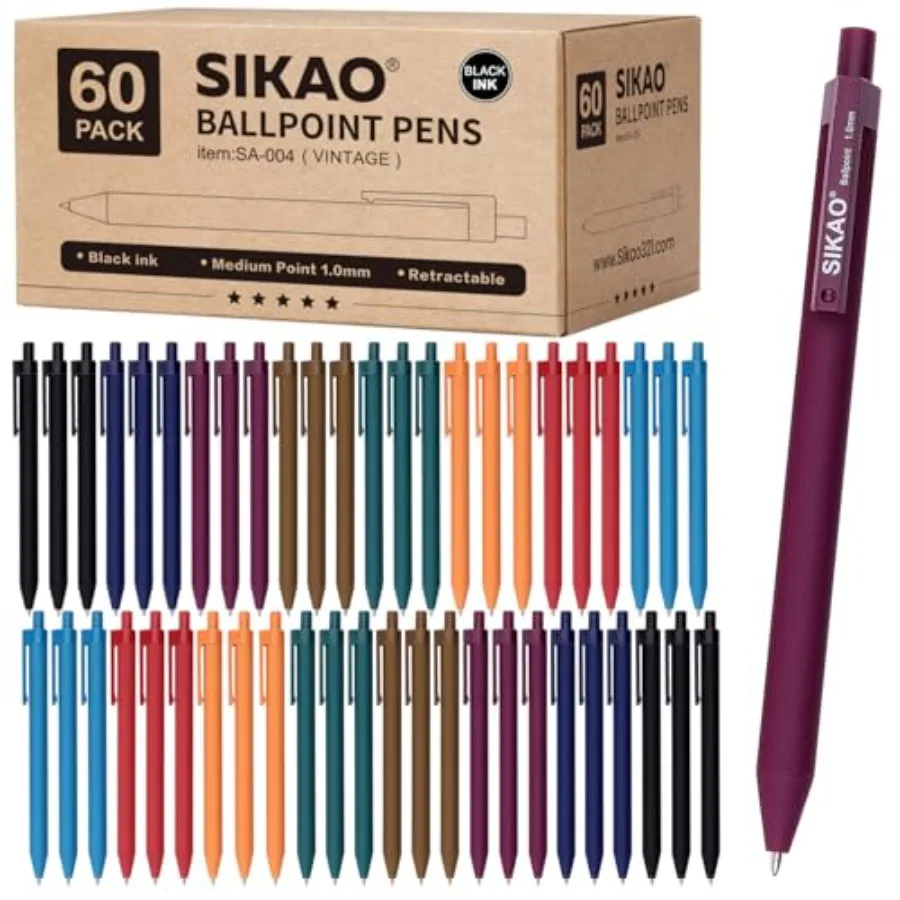 Pens Bulk, 60 Pack Retractable Ballpoint Pens Black Ink Vintage 1.0mm Smooth Writing Clear Lines No-Smear, 8 Calm Vintage Style
Pens Bulk, 60 Pack Retractable Ballpoint Pens Black Ink Vintage 1.0mm Smooth Writing Clear Lines No-Smear, 8 Calm Vintage Style