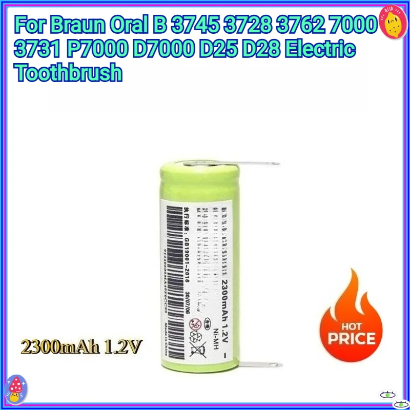 New 2300mAh 1.2V Replacement Battery For Braun Oral B 3745 3728 3762 7000 3731 P7000 D7000 D25 D28 Electric Toothbrush 
New 2300mAh 1.2V Replacement Battery For Braun Oral B 3745 3728 3762 7000 3731 P7000 D7000 D25 D28 Electric Toothbrush