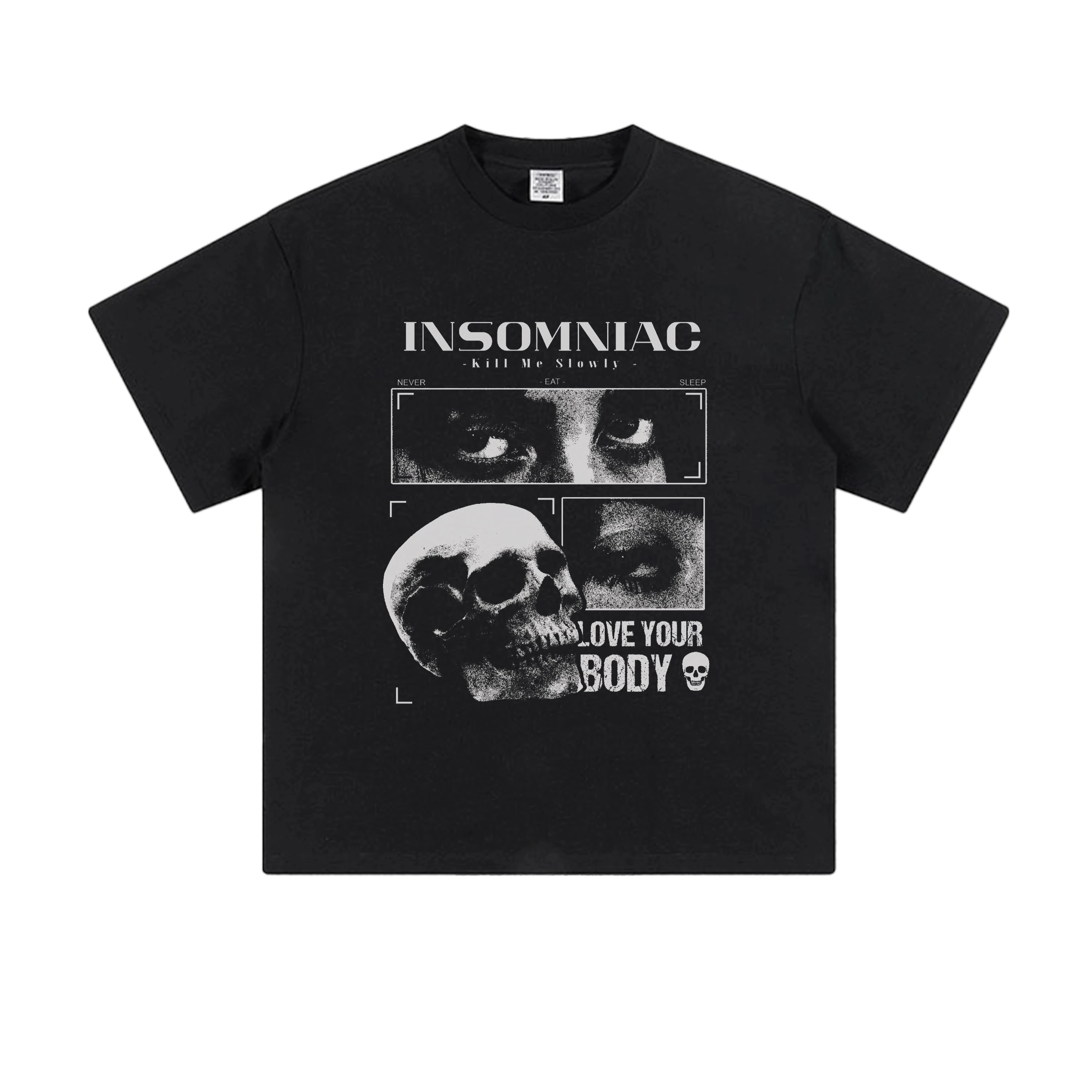 "Insomniac" American Retro Summer Trend Short-sleeved T-shirt Niche Design Skull Print Outdoor Crew Neck Comfort Top
"Insomniac" American Retro Summer Trend Short-sleeved T-shirt Niche Design Skull Print Outdoor Crew Neck Comfort Top