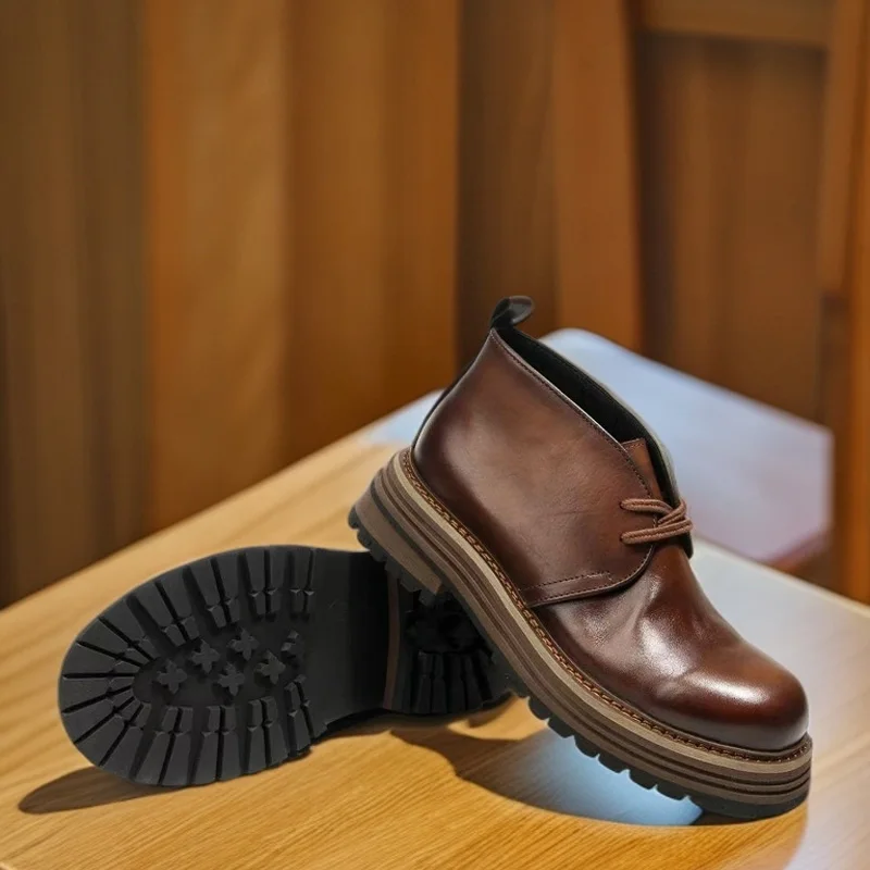 Fashion Men's Genuine Leather Motorcycle Boots Brogues Shoes Thick Heel Mid-calf Western Chelsae Boots Formal Dress Shoes Brown
Fashion Men's Genuine Leather Motorcycle Boots Brogues Shoes Thick Heel Mid-calf Western Chelsae Boots Formal Dress Shoes Brown