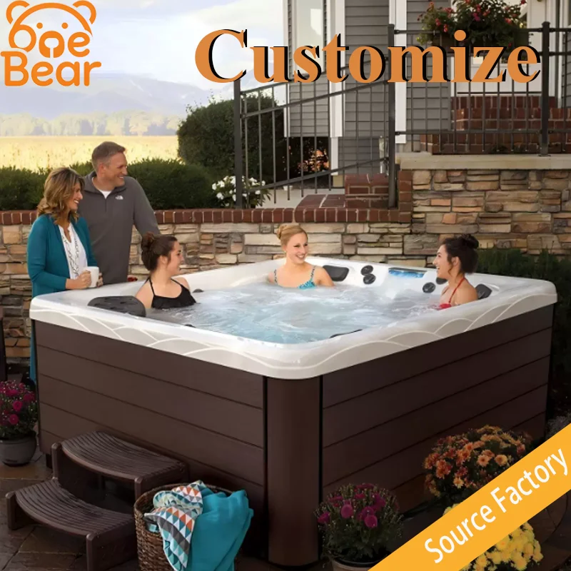Modern acrylic hot tub with swimming pool and jet massage function, suitable for outdoor use by 3 people.
Modern acrylic hot tub with swimming pool and jet massage function, suitable for outdoor use by 3 people.