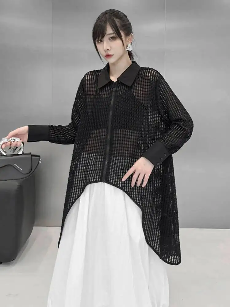 Black Grid Women Hollow Out Irregular Big Size Blouse New Lapel Long Sleeve Shirt Fashion Spring Autumn 2026 TTQR
Black Grid Women Hollow Out Irregular Big Size Blouse New Lapel Long Sleeve Shirt Fashion Spring Autumn 2026 TTQR