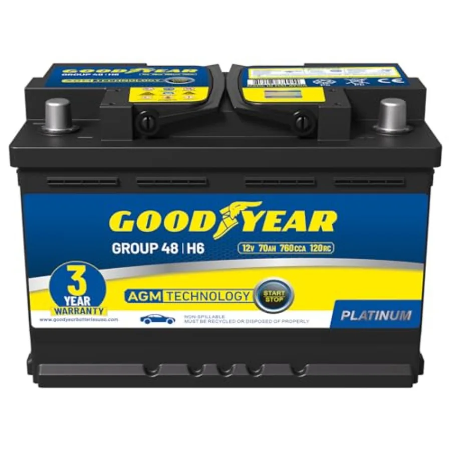BCI Group Size 48 12V 70 AH 120RC Platinum Series Rechargeable AGM Maintenance Free Automotive Battery in Black with High CCA a
BCI Group Size 48 12V 70 AH 120RC Platinum Series Rechargeable AGM Maintenance Free Automotive Battery in Black with High CCA a