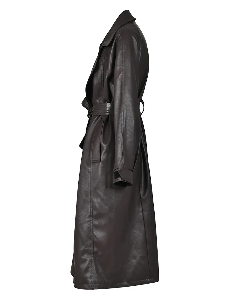 Women PU Leather Windbreaker Lapel Solid Color Belt Mid Length Trench Coat Vintage Cool Streetwear Clothes New CPG0231
Women PU Leather Windbreaker Lapel Solid Color Belt Mid Length Trench Coat Vintage Cool Streetwear Clothes New CPG0231