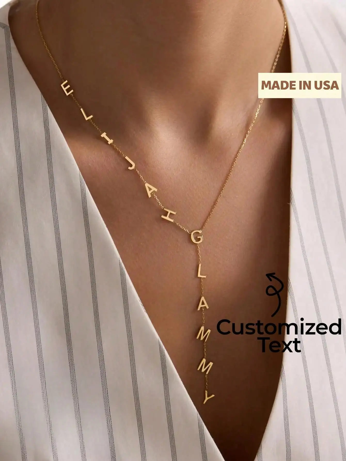 Customizable Y-Shape Letter Lariat Necklace, Gold-Plated, 1-12 Letters, Unisex Fashion Jewelry
Customizable Y-Shape Letter Lariat Necklace, Gold-Plated, 1-12 Letters, Unisex Fashion Jewelry