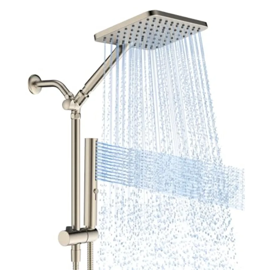 High Pressure Rain Shower Head with Handheld Combo for modern bathrooms, stainless steel, brushed nickel, adjustable slide bar
High Pressure Rain Shower Head with Handheld Combo for modern bathrooms, stainless steel, brushed nickel, adjustable slide bar