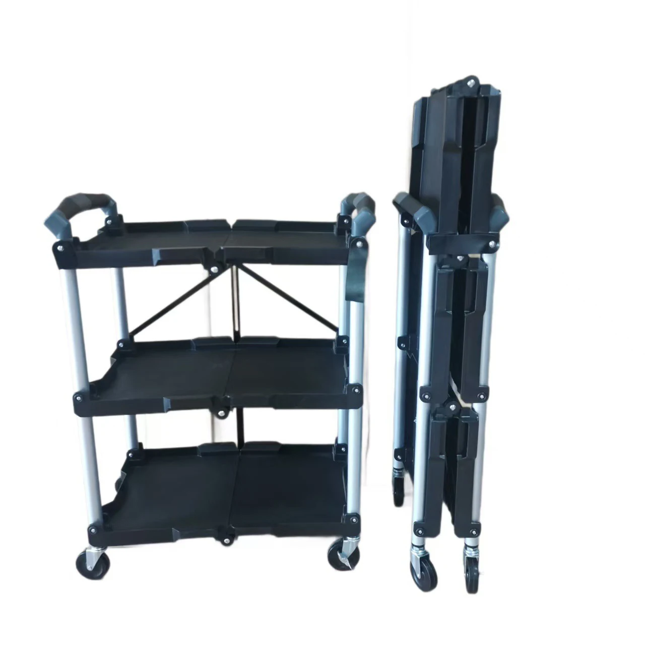 Foldable 3-Tier Utility Cart with Wheels, Portable Rolling Tool Cart for Garage, Warehouse, Home, Restaurant and Office
Foldable 3-Tier Utility Cart with Wheels, Portable Rolling Tool Cart for Garage, Warehouse, Home, Restaurant and Office