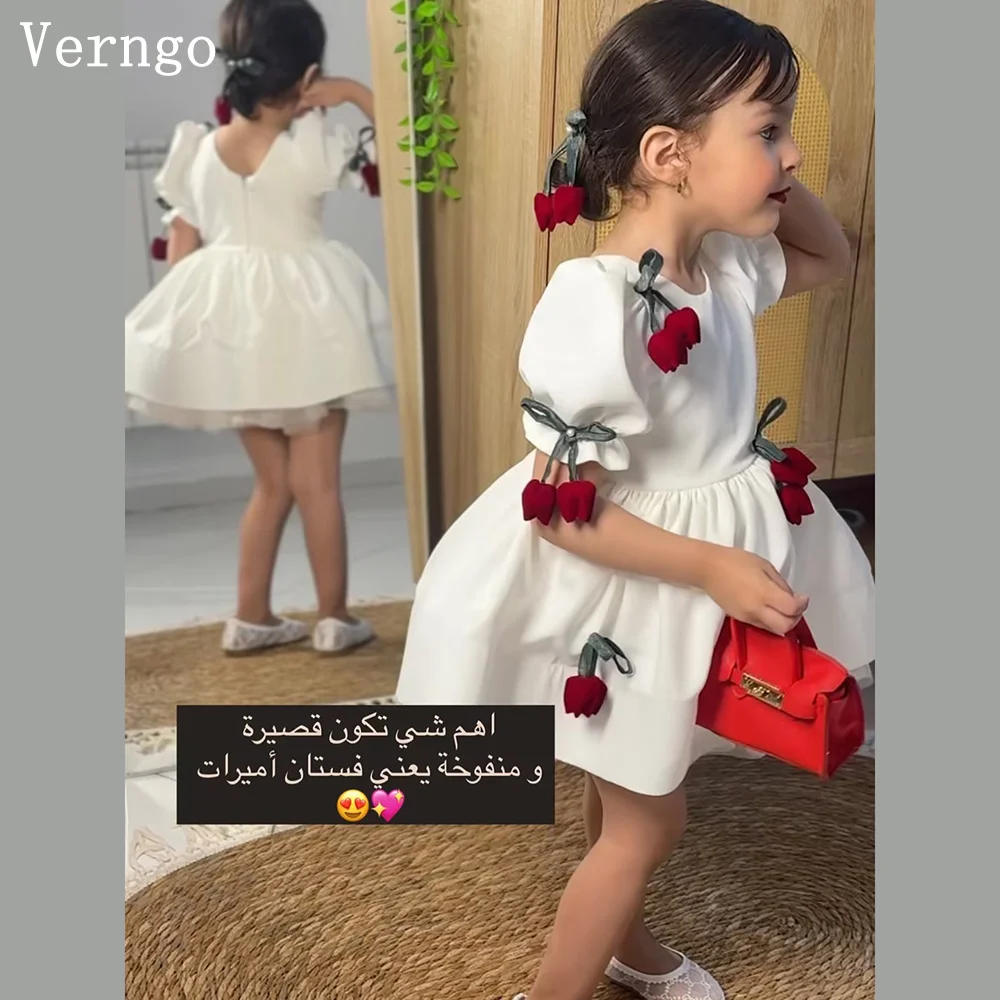 Verngo White Satin Kid Party Dress O Neck Short Sleeves 3D Flowers Girl Flowers Dress Princess Ball Gowns Customized
Verngo White Satin Kid Party Dress O Neck Short Sleeves 3D Flowers Girl Flowers Dress Princess Ball Gowns Customized