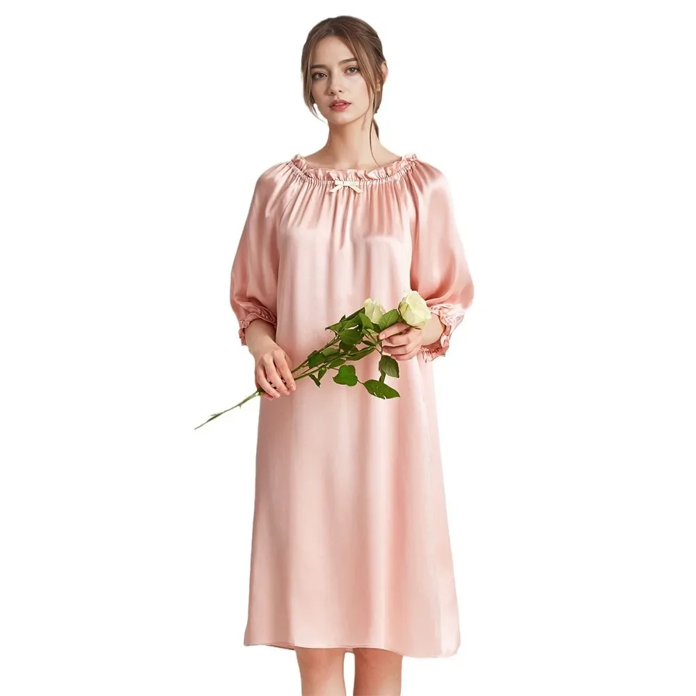 100% Mulberry Silk Fashion Long Nightgowns Casual Loose Sleepwear Women's Puff Sleeve Home Wear Nightdress Lovely Lingerie Dress
100% Mulberry Silk Fashion Long Nightgowns Casual Loose Sleepwear Women's Puff Sleeve Home Wear Nightdress Lovely Lingerie Dress