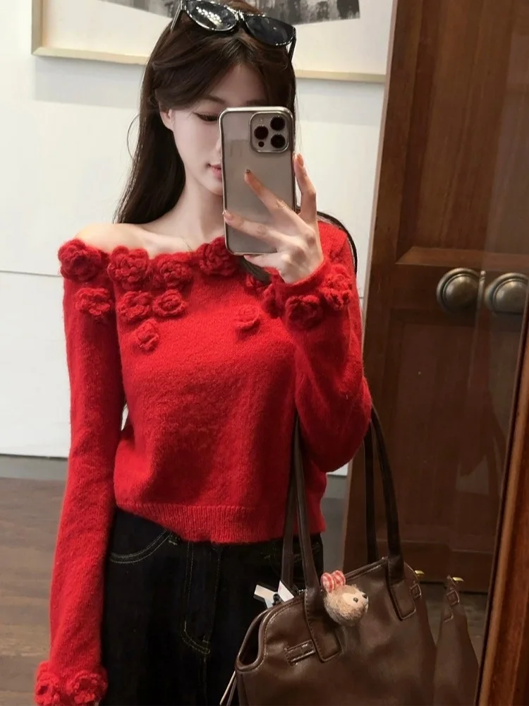 Pure Desire Spicy Girl Red 3D Flower Design Shoulder Bared Knitwear Women Early Autumn New Style Small Audience High-End Knit...
Pure Desire Spicy Girl Red 3D Flower Design Shoulder Bared Knitwear Women Early Autumn New Style Small Audience High-End Knit...