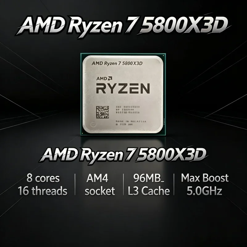 AMD Ryzen 7 5800X3D Bulk Wholesale Tray Gaming CPU 8 Core 16 Thread 4.5GHz 96MB 3D V Cache AM4 DDR4 PCIe4.0 105W 7nm No Cooler
AMD Ryzen 7 5800X3D Bulk Wholesale Tray Gaming CPU 8 Core 16 Thread 4.5GHz 96MB 3D V Cache AM4 DDR4 PCIe4.0 105W 7nm No Cooler