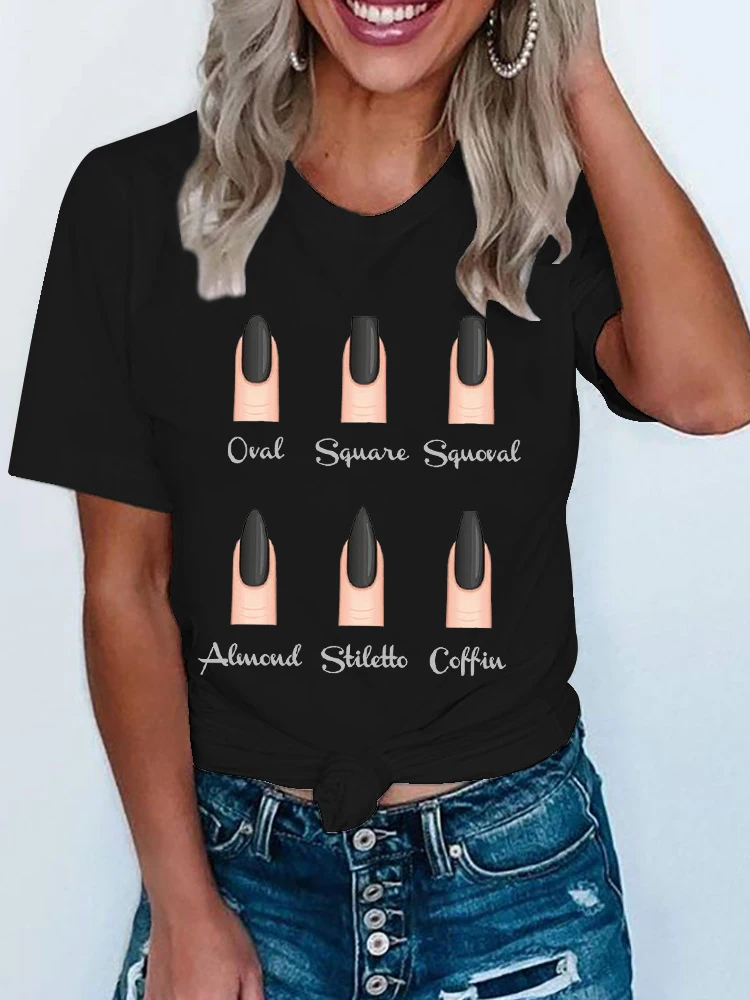 Nail shapes Print Women T shirt Short Sleeve Funny Spring Summer Fashion Clothes Print Tshirt Female Tee Tops Graphic T-shirt
Nail shapes Print Women T shirt Short Sleeve Funny Spring Summer Fashion Clothes Print Tshirt Female Tee Tops Graphic T-shirt