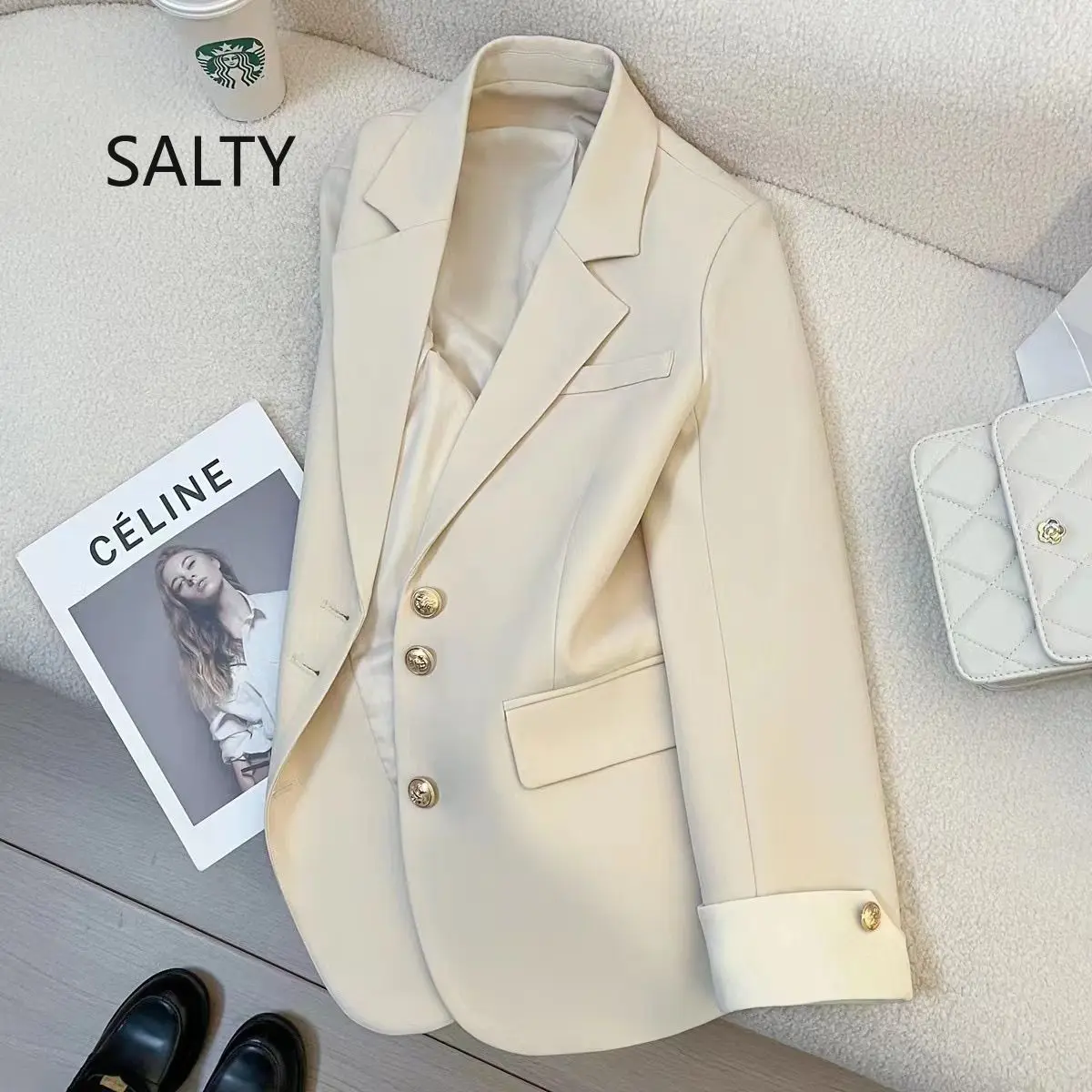 2026 Cream-colored Women's Suit Jacket Spring New Fashion Korean-style Design Niche Blazer Elegant Office Wear Woman
2026 Cream-colored Women's Suit Jacket Spring New Fashion Korean-style Design Niche Blazer Elegant Office Wear Woman