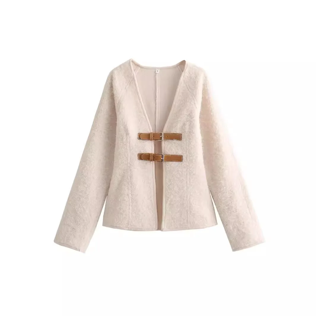 Woman Vintage White Leather Buckle Woolen Jacket Female 2024 Elegant Long Sleeve Single Breasted Coat Lady Spring Sweater
Woman Vintage White Leather Buckle Woolen Jacket Female 2024 Elegant Long Sleeve Single Breasted Coat Lady Spring Sweater