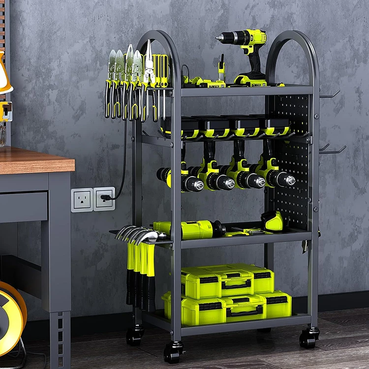 JH-Mech Rolling Tool Cart with Drill Holder Heavy 4 Tier Power Tool Organizer with Wheels for Garage Workshop Repair Shop
JH-Mech Rolling Tool Cart with Drill Holder Heavy 4 Tier Power Tool Organizer with Wheels for Garage Workshop Repair Shop