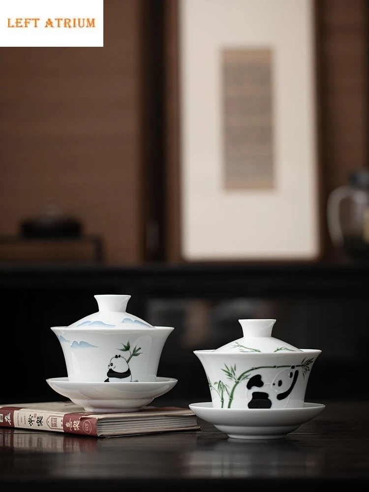 280ML Hand drawn Panda White Porcelain Large Gaiwan Single Ceramic Kungfu Tea Set Tea Making Bowl Tea Tureen
280ML Hand drawn Panda White Porcelain Large Gaiwan Single Ceramic Kungfu Tea Set Tea Making Bowl Tea Tureen