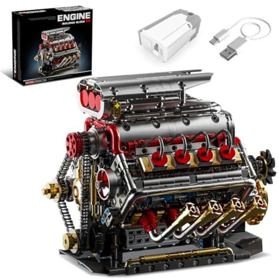 V8 Engine Model Kit that Runs, 8-Cylinder Car Engine Building Set with Rechargeable Motor, Compatible with for Adults, STEM Eng
V8 Engine Model Kit that Runs, 8-Cylinder Car Engine Building Set with Rechargeable Motor, Compatible with for Adults, STEM Eng