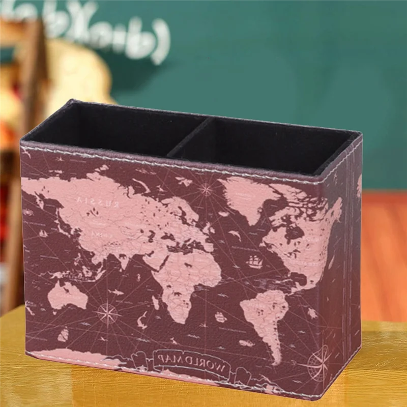 PU Leather Desk Pen Holder Pencil Desk Organizer 5.9X 4.3X 2.8Inch World Map Pattern Pencil Holder For Office
PU Leather Desk Pen Holder Pencil Desk Organizer 5.9X 4.3X 2.8Inch World Map Pattern Pencil Holder For Office