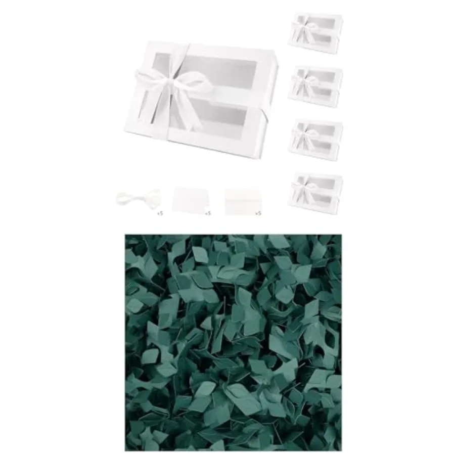 5 White Boxes with Windows, 9x6.5x3.8 Inches, Clear Gift Boxes for Presents Contain Ribbons, 1LB Crinkle Cut Paper Shred Filler
5 White Boxes with Windows, 9x6.5x3.8 Inches, Clear Gift Boxes for Presents Contain Ribbons, 1LB Crinkle Cut Paper Shred Filler