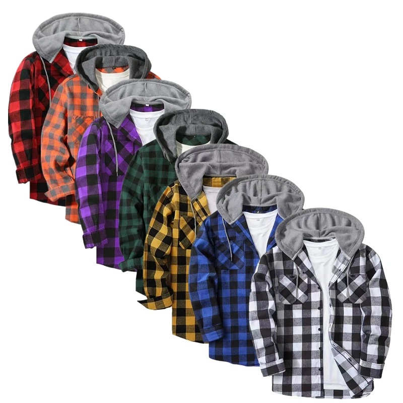 Men's Slim-Fit Checkered Long-Sleeve Shirt with Hood, Casual Travel Shirts for Couples, Men's Sporty Shirt-Jacket
Men's Slim-Fit Checkered Long-Sleeve Shirt with Hood, Casual Travel Shirts for Couples, Men's Sporty Shirt-Jacket
